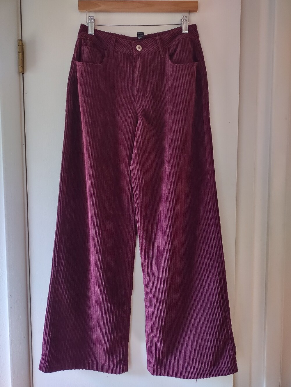 Forever 21 Burgundy Corduroy Wide Leg Pants High Rise Women's Small